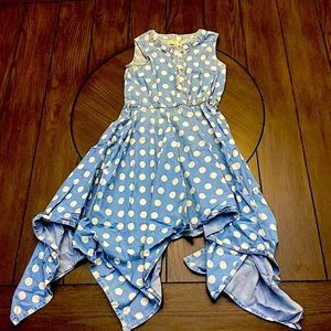 Girls polka dot dress blue